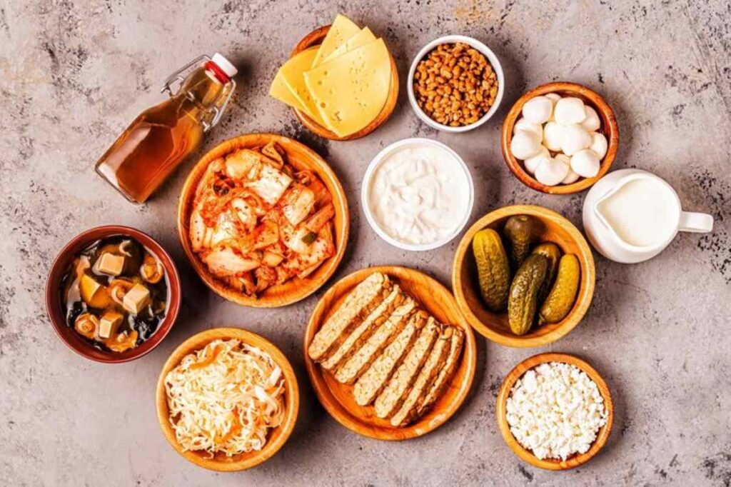 Fermented food probiotics top view