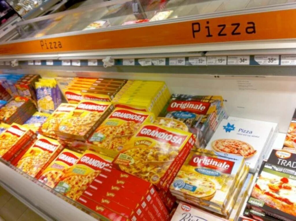Frozen pizzas are another highly processed convenience food.