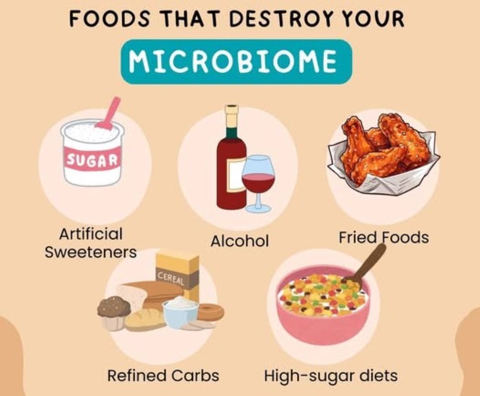 Infographic about foods that poses danger to gut health