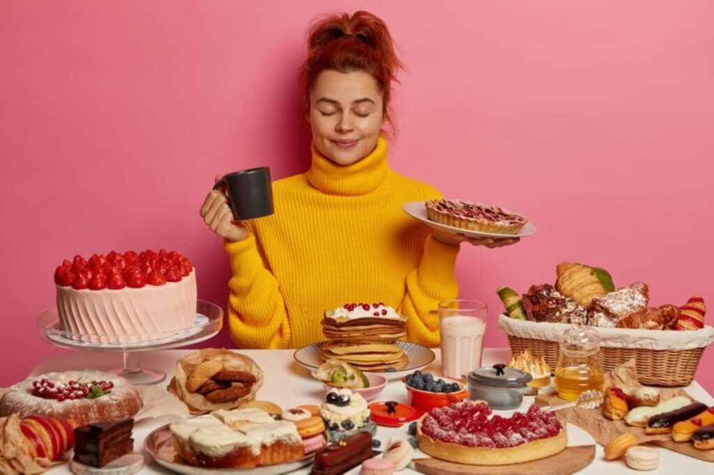 Young beautiful woman enjoying a wholesome dinner