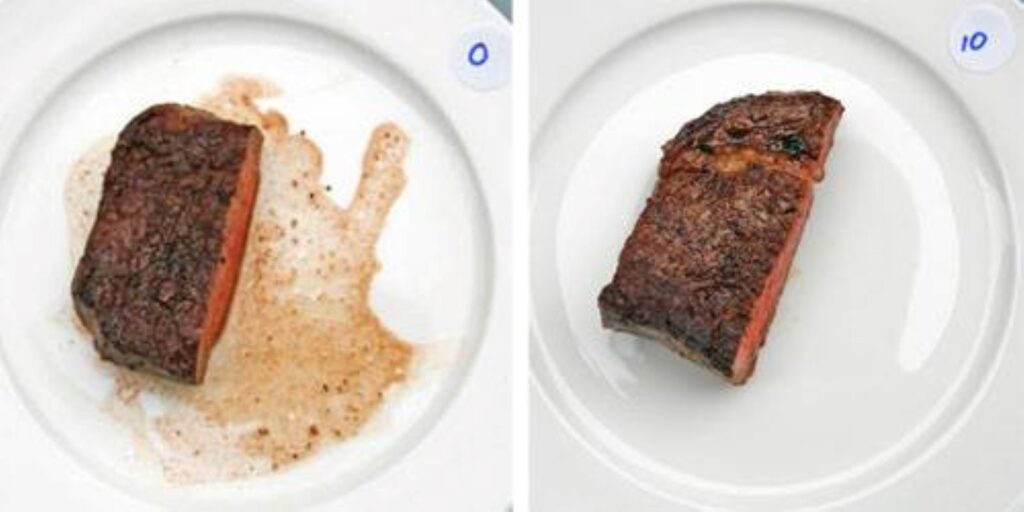 A control experiment showing the effect of meat resting