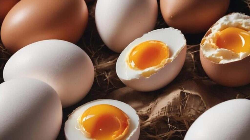 Concept of fresh and natural farm product eggs