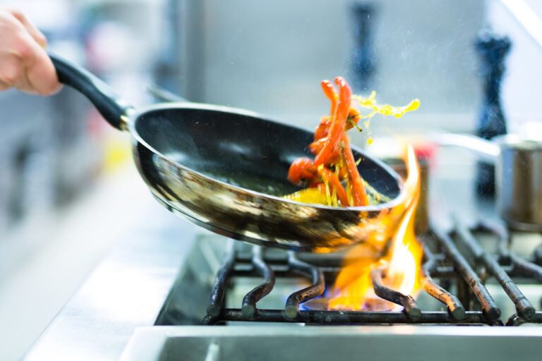 Sauteing veggies over a gas burner