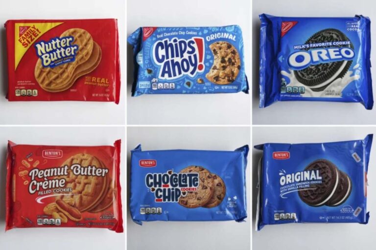 Pictures comparing Aldi and Mondelēz lookalike brand products