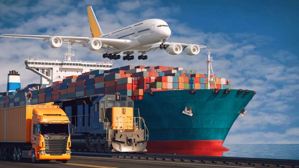 Various means of international food transportation and logistics