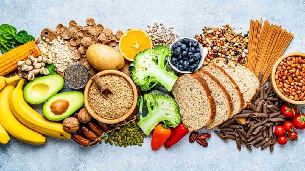 Plant-based foods, fresh and processed, on display