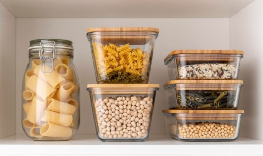 Assortment of food in containers