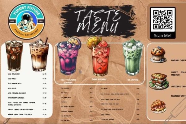 A dummy AI-generated menu for a futuristic restaurant