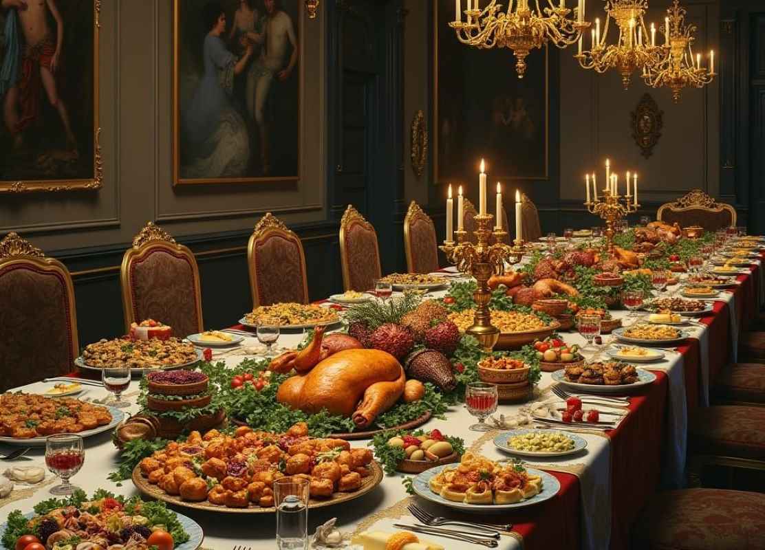 AI-generated image of a lavish dining table