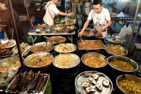 Thai street food in a night market