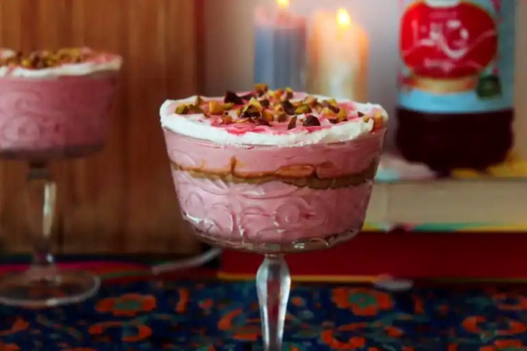 Rooh Afza Mousse With Pistachios